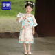 羅蒙格格服漢服女童新中式國慶新款古裝兒童刺繡套裝夏季過(guò)年演出服 套裝：旗袍+馬甲 （加購送手帕） 120