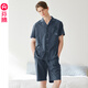 芬騰春秋睡衣男純棉開(kāi)衫短袖套裝青年男款寬松休閑大碼自營(yíng)全棉家居服