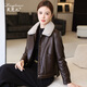 靈范兒海寧真皮羽絨服女2024新款冬媽媽水貂毛領(lǐng)皮草皮衣綿羊皮外套短款 紅咖色 L