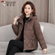 啄木鳥(niǎo)媽媽冬裝時(shí)尚羽絨棉服冬季2024新款中老年女裝外套洋氣輕薄棉襖 深咖色 3XL 建議125-140斤