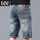 Lee dprre高端美式牛仔短褲男夏季薄款2024新款直筒休閑五分中褲子含棉透氣 5778藍色 高品質(zhì) 34 腰圍2尺7