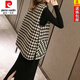 皮爾卡丹（pierre cardin）24年新款千鳥(niǎo)格馬甲外套女士短款春秋洋氣外穿潮流歐貨背心馬夾 圖片色 3XL 建議155-175
