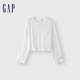 GAP女裝純棉拼接口袋長(cháng)袖T恤簡(jiǎn)約百搭純色上衣639096 白色 170/88A(L) 亞洲尺碼