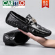 卡帝樂(lè )鱷魚(yú)輕奢高檔 英倫鱷魚(yú)紋皮鞋男個(gè)性潮鞋復古豆豆鞋真皮懶人鞋男軟底開(kāi)車(chē)鞋防滑 黑色D2021 42