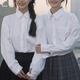皓娥 白襯衫女學生長袖寬松學院風內搭休閑正裝打底寬松jk襯衣設計感 寬松白襯衫【M】