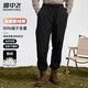 雪中飛羽絨褲冬季男士羽絨褲百搭純色簡(jiǎn)約松緊腰束腳鵝絨褲保暖褲加絨褲 黑色 L (175)