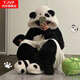 TJVF可愛(ài)小熊貓珊瑚絨睡衣冬季卡通網(wǎng)紅風(fēng)長(cháng)款連帽睡袍加絨加厚家居服 熊貓睡袍+褲子 均碼 小碼【80-140斤】可穿