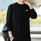 耐克（NIKE）衛衣男裝春季新款運動(dòng)服跑步訓練針織保暖寬松休閑圓領(lǐng)套頭衫 AR5194-010黑色單層純棉 M