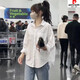皮爾卡丹純棉白色襯衫女春夏新款百搭顯瘦歐貨設(shè)計(jì)感小眾防曬襯衣女 白色襯衫 M【建議95-110斤】