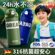 木允瑤德國兒童保溫杯上學(xué)專用男孩小學(xué)生2025新款316不銹鋼食品級吸管 【德國抗箘】白色316一 575ml