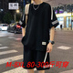 寫璇（XIEXUAN）300斤特大碼短袖短褲套裝男胖子加肥加大夏季新款寬松運動兩件套 黑色【短袖+短褲】 5XL 【建議180-200斤】