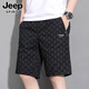 JEEP SPIRIT冰絲短褲男夏季薄款直筒褲子男高端時(shí)尚運(yùn)動(dòng)潮牌沙灘五分中褲 JP9872黑色 XL