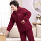 隨閱珊瑚絨夾棉睡衣女冬季三層加厚絨法蘭絨中年媽媽老人家居服可外穿 N5212酒紅A玫瑰 牛奶絨 升級加厚 2XL 碼（120-135斤）