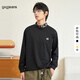 gxgjeans男裝2024年秋季黑色打底衫刺繡圓領(lǐng)套頭長(cháng)袖T恤男 黑色 L (175)