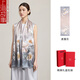 上海故事生日禮物實用真絲絲巾女夏中國風(fēng)花卉桑蠶絲女送媽媽婆婆長輩禮盒 素雅灰 170×53cm