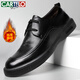 卡帝樂(lè )鱷魚(yú)（CARTELO）男士皮鞋牛皮商務(wù)正裝皮鞋加棉保暖爸爸鞋子男M9502 黑色 40