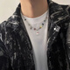 GZBX黑白幽靈串珠拼接項鏈男款鎖骨鏈女生吊墜小眾衛(wèi)衣鏈情侶項鏈飾品 白色小幽靈項鏈