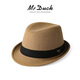 Mr DUCK秋冬季男士帽子潮英倫禮帽男大號加厚保暖羊毛呢紳士帽復古爵士帽 駝色-羊呢料-MW13038 (時(shí)尚經(jīng)典款） M（適合56-58cm頭圍）