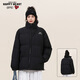 查爾斯桃心美式休閑學(xué)生百搭加厚保暖棉服青少年簡(jiǎn)約糖果色棉衣外套男女同款 黑色 L