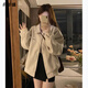 月半晴（YUEBANQING）翻領(lǐng)棒球服外套女裝2025秋季小個(gè)子美式復(fù)古休閑夾克時(shí)尚顯瘦上衣 圖片色 春秋款 M