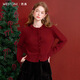 西遇毛衣開(kāi)衫女2025年早春新款立體裝飾圣誕穿搭針織衫 紅色 M