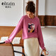 Olrain歐芮兒圓領(lǐng)衛衣女裝秋季寬松顯瘦印花上衣 玫粉色（第二批次） M