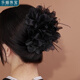樂(lè)喵（LEMIAO）手工片花抓夾發(fā)夾女夸張風(fēng)增發(fā)量感夾子頭飾發(fā)卡2024新款發(fā)夾發(fā)飾 黑色(手工片花羽毛抓夾)A05-103