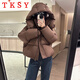 TKSY鵝絨羽絨服女短款2025年新款美拉德超輕加厚小個子泡芙冬外套 咖色 S