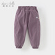 戴維貝拉（DAVE＆BELLA）兒童工裝褲加絨小童褲子防水男童長(cháng)褲冬季新款女寶寶休閑褲 深紫色【DB4243943】 110 cm（建議身高100-110cm）