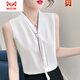 貓人（MiiOW）無(wú)袖雪紡背心女外穿潮夏季寬松白色小吊帶搭西裝內搭上衣打底衫夏 6609白色 S