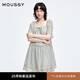 moussy 2025夏季新品甜美收腰一字肩系帶條紋連衣裙028ISA33-4051 165花紋灰色 S
