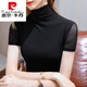 皮爾卡丹高領網(wǎng)紗打底衫女春秋2024新款內(nèi)搭黑色短袖t恤彈力緊身上衣 黑色 2XL 【建議130-140斤】