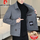 皮爾卡丹（pierre cardin）含羊毛呢外套男士短款雙面尼大衣2026春秋新款男裝呢子夾克 2308灰色 XL