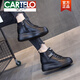 卡帝樂(lè)鱷魚（CARTELO） 黑色牛皮高幫鞋女內(nèi)增高8cm厚底加絨2025新款秋冬休閑運(yùn)動(dòng)鞋 黑色單里內(nèi)增高8厘米 36