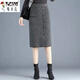 啄木鳥(niǎo)（TUCANO）加厚千鳥(niǎo)格羊毛針織半身裙一步裙女秋冬中長(cháng)款小個(gè)子包臀裙高腰 灰色 M 95-110