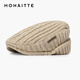 蒙奈特（MONAITTE）帽子男新款冬季保暖護耳鴨舌帽秋冬加厚貝雷帽針織毛線(xiàn)帽前進(jìn)帽女 米色 均碼（55-62cm）
