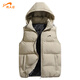 貴人鳥(niǎo)男士秋冬季羽絨棉馬甲外套男生純色百搭連帽保暖外穿情侶男女同款 卡其 L