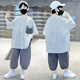 卡兔藍(lán)貓男童夏裝套裝2024新款兒童裝夏季運(yùn)動(dòng)夏款男孩薄款中大童酷帥氣潮 白色 150