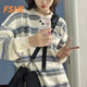 FSHE薄款條紋衛(wèi)衣女新款撞色2025日系復(fù)古寬松oversize小眾長(zhǎng)袖衛(wèi)衣潮 奶藍(lán)條紋 M碼(建議60-90斤)
