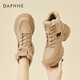 達芙妮雪地靴女厚底東北棉鞋加絨保暖休閑顯瘦高幫老爹鞋女鞋 卡其色 39