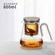 尚明鋁蓋磁旋玻璃內(nèi)膽飄逸杯大容量泡茶壺家用辦公功夫茶具茶水分離壺 金灰色 800ml