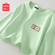 名創(chuàng)優(yōu)品（MINISO）短袖2025新款女夏季胖mm大碼顯瘦寬松女裝純棉半袖夏天正肩女t恤 果綠色(嗨皮熊仔胸標(biāo)) L 165 (顯瘦 遮肚子)