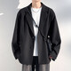 普戈斯（PUGESI）休閑西裝新款港風(fēng)西服外套男學(xué)生西裝潮流寬松大碼春季休閑服韓版 A001-J5205黑色 L