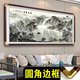 彌錦富春山居圖客廳裝飾掛畫(huà)山水畫(huà)風(fēng)景沙發(fā)背景墻國畫(huà)壁畫(huà)辦公室字畫(huà) 02款-流水生財 有機玻璃面 連框尺寸180*80 銅色圓角實(shí)木裱框  酒紅木色