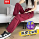 簡(jiǎn)蜓黑色工裝褲女春裝2025新款降落傘登山褲子春秋高腰闊腿美式運動(dòng)褲 酒紅色 M(100-115斤)