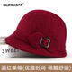 蘇木佰（SOMUBAY）新款媽媽帽女冬氣質(zhì)潮流中年女秋冬季時(shí)尚洋氣中老年人羊毛呢帽子 酒紅色 均碼可調節（56-58CM）