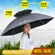 明尚新款加強(qiáng)雙骨傘帽釣魚防曬頭戴式雨傘晴雨兩用傘戶外環(huán)衛(wèi)斗笠 雙層115高級(jí)灰加強(qiáng)雙傘骨+橡膠圈