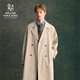 William fox&sons100%高密精紡褶皺復古面料英倫復古經(jīng)典中長(cháng)款過(guò)膝休閑風(fēng)衣外套 米白色 XL /52
