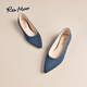 reemoor睿慕氣質(zhì)尖頭單鞋2026春冬新款純色淺口通勤增高跟鞋女鞋 深藍色 2.5cm 36