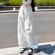 GOCHIEI美式高街嘻哈工裝褲女夏季速干束腳闊腿褲寬松爵士跳舞jazz褲子潮 白色 M